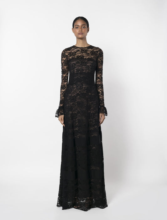 LACE AND GROSGRAIN GOWN