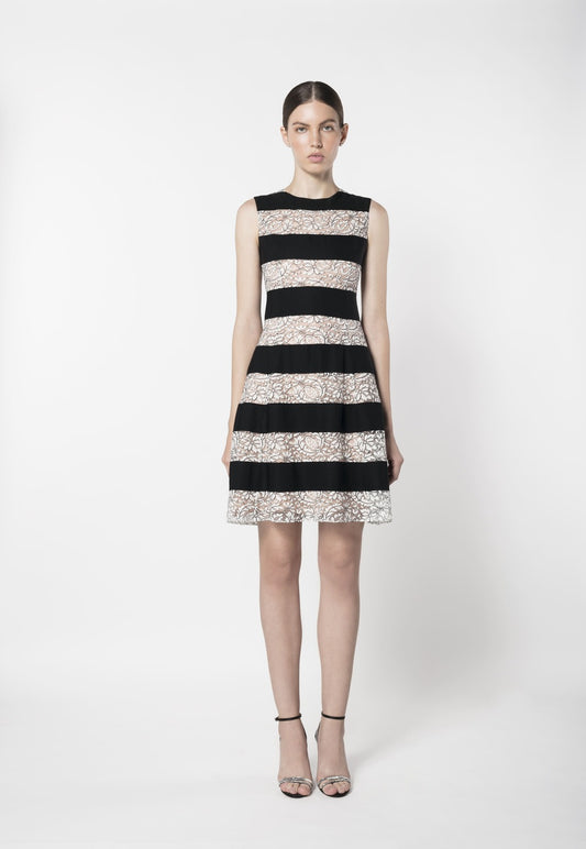 LACE AND GROSGRAIN DRESS
