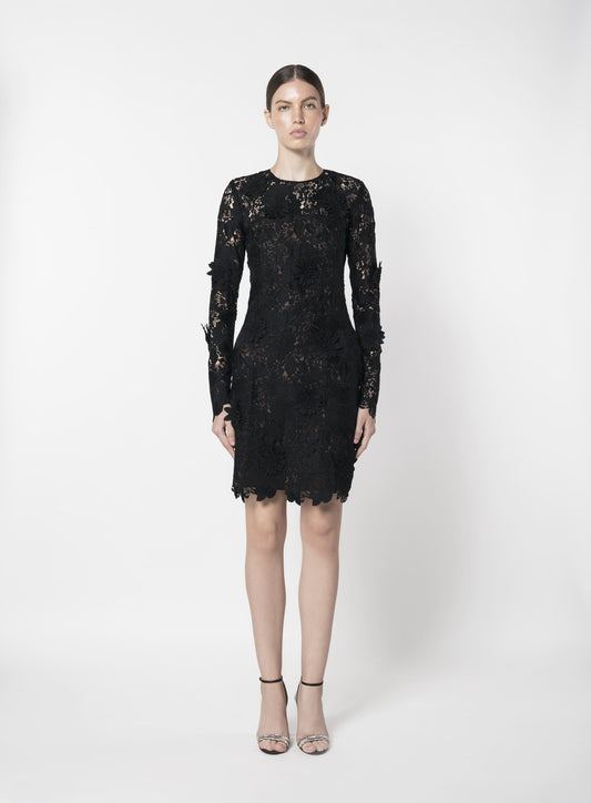 FLORAL APPLIQUÉ LACE DRESS