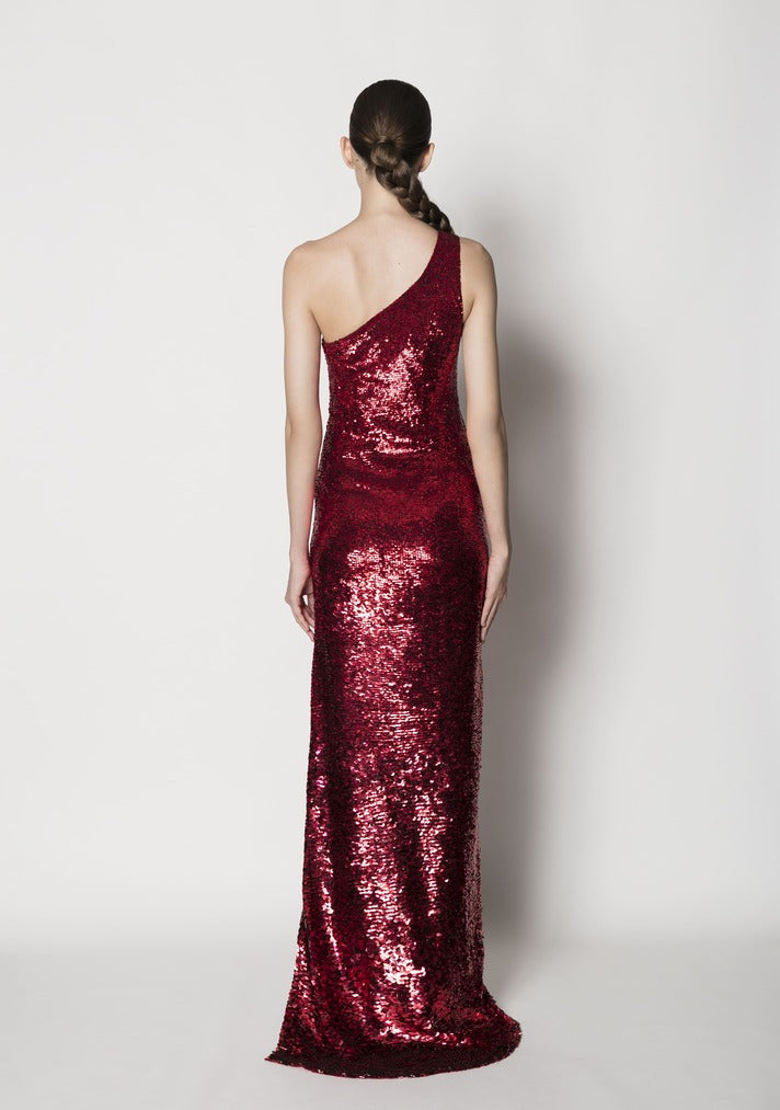 EMBROIDERED ENGLISH COTTON NET EVENING GOWN