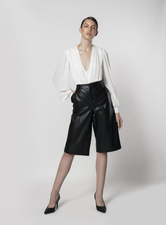 PLEATED SILK GEORGETTE BLOUSE