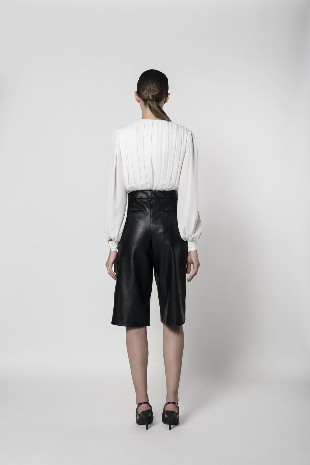 PLEATED SILK GEORGETTE BLOUSE