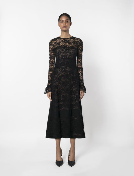 LACE AND GROSGRAIN DRESS