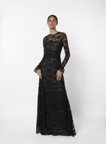 LACE AND GROSGRAIN GOWN